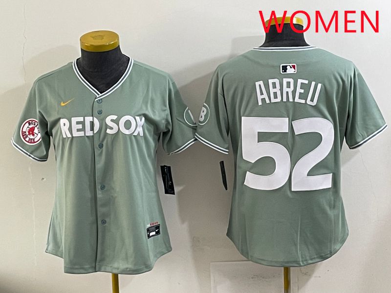 Women 2025 Boston Red Sox #52 Abreu Green Joint Name Nike MLB Jersey style 8->women mlb jersey->Women Jersey